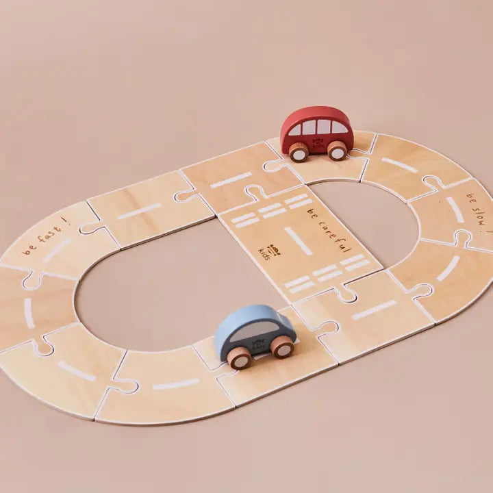 Just Bee Kids -  Wooden Road Track with Vehicles