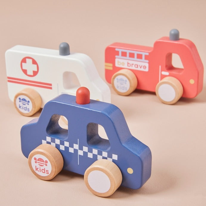 Just Bee Kids -  Wooden Emergency Vehicle Toys