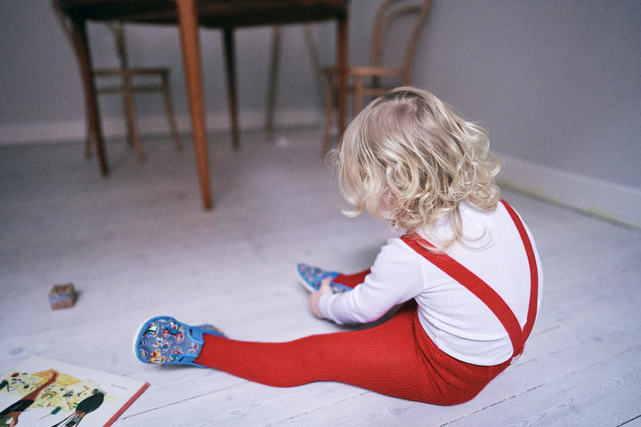 Silly Silas - Footed Cotton Tights - Love Red - Mabel & Fox