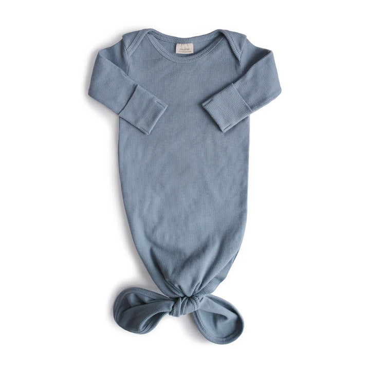 Mushie - Ribbed Knotted Baby Gown - Tradewinds