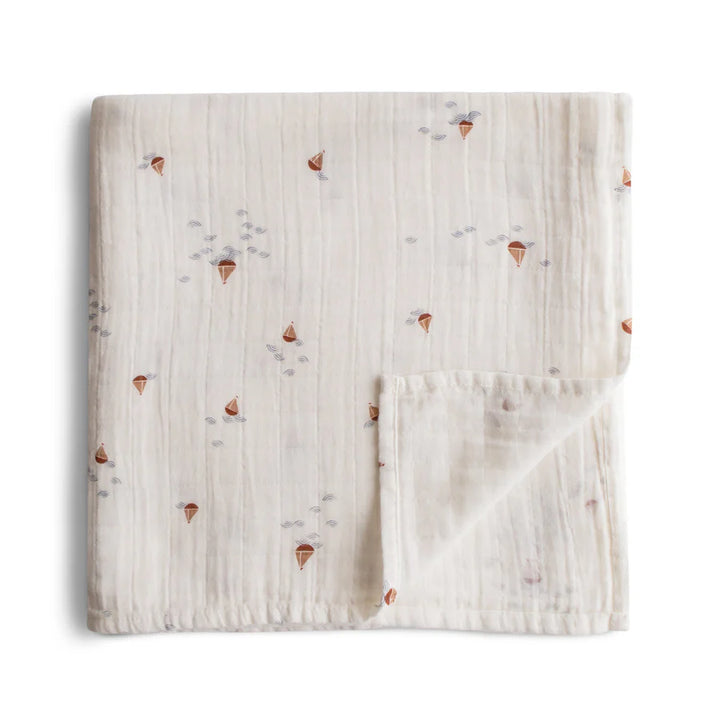 Mushie - Organic Swaddle - Boats