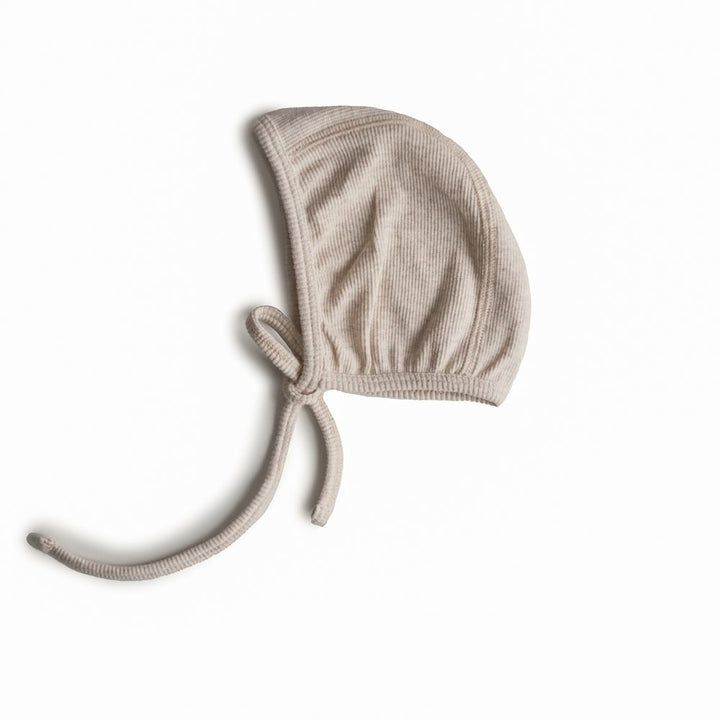 Mushie - Ribbed Baby Bonnet - Beige Melange