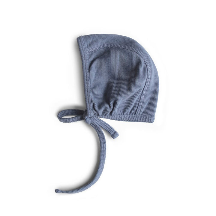 Mushie - Ribbed Baby Bonnet - Tradewinds - Mabel & Fox