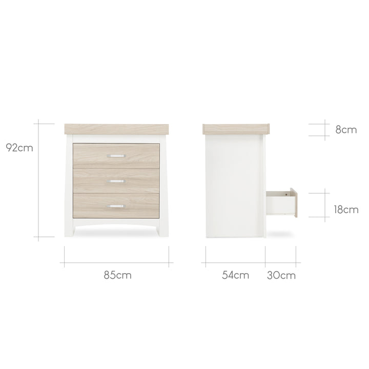 CuddleCo - Ada Changing Drawers and Cot Bed - 2 Piece Set - White/Ash