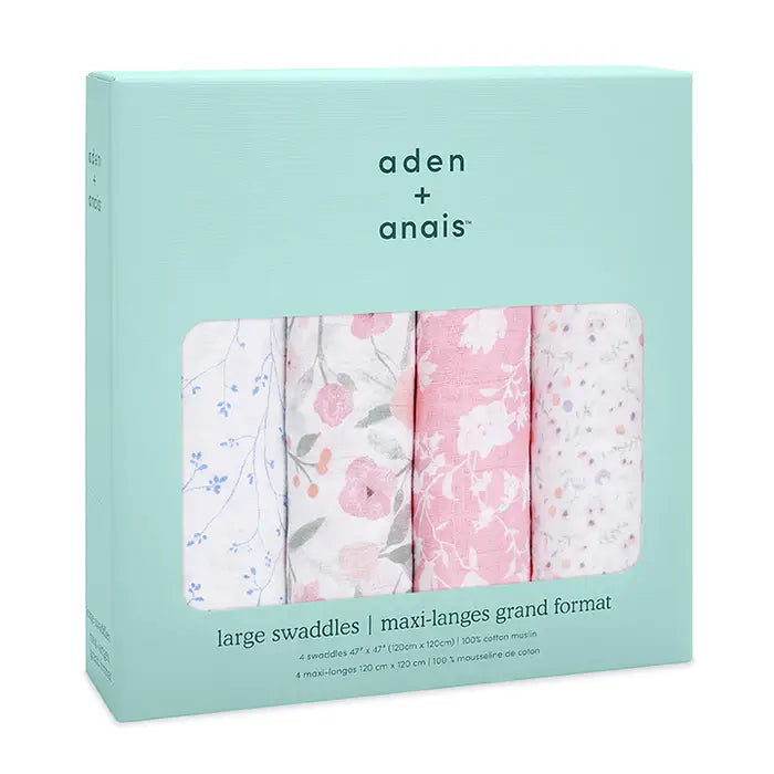Aden + Anais - Large Cotton Swaddles - Ma Fleur (4 Pack)