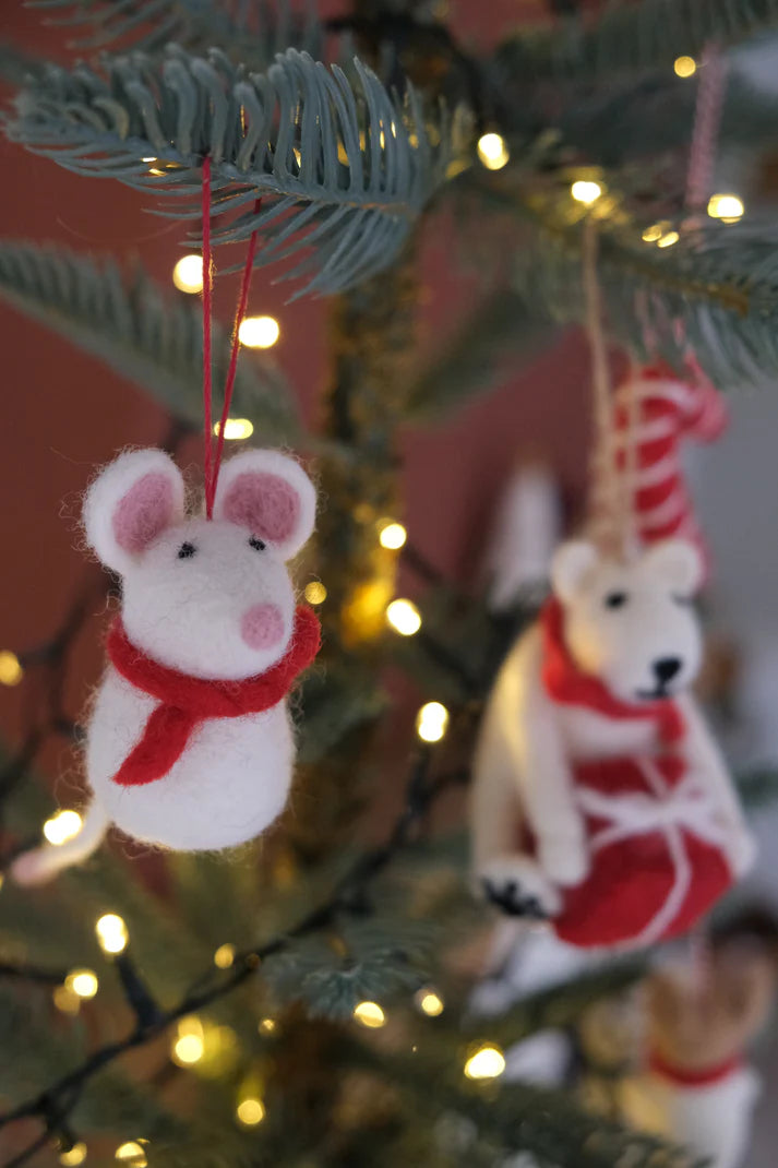 Fiona Walker - Christmas Decoration - Mouse with Scarf