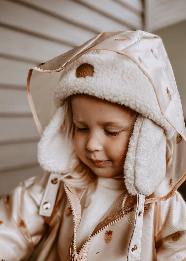 Mrs Ertha - Drizzle Rain Coat - Strawberries Mood - Mabel & Fox