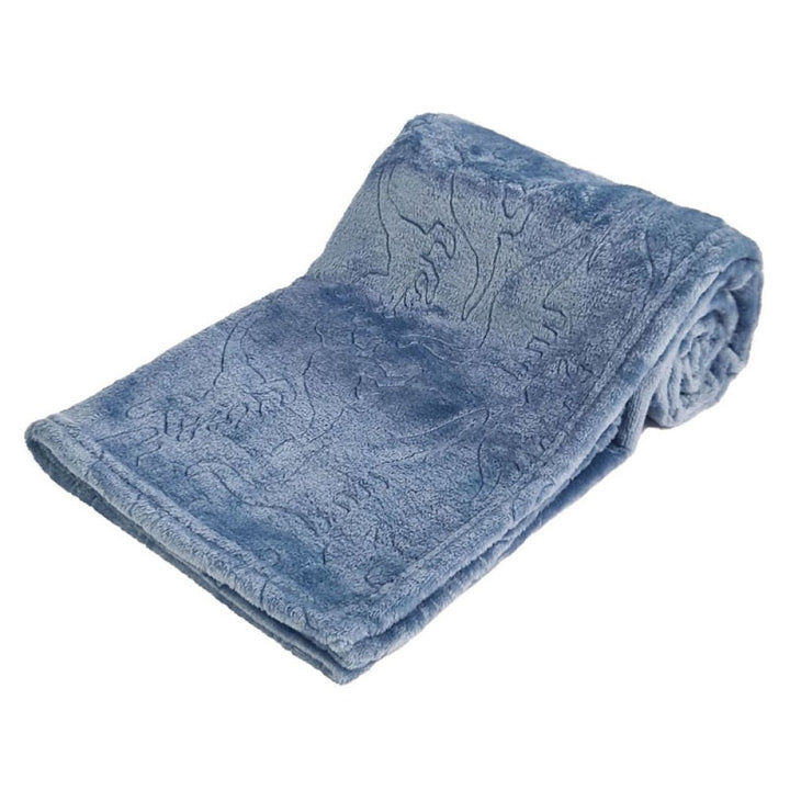 Mabel & Fox - Embossed Baby Blanket - Blue Dinosaurs