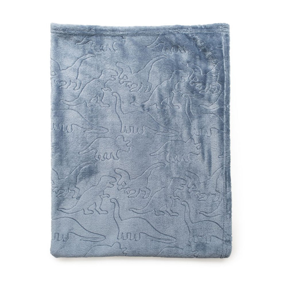 Mabel & Fox - Embossed Baby Blanket - Blue Dinosaurs