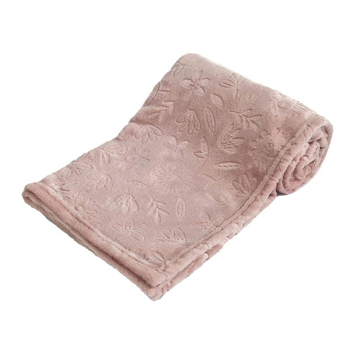 Mabel & Fox - Embossed Baby Blanket - Dusty Pink Flowers - Mabel & Fox