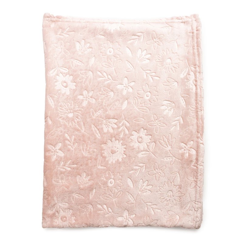 Mabel & Fox - Embossed Baby Blanket - Dusty Pink Flowers