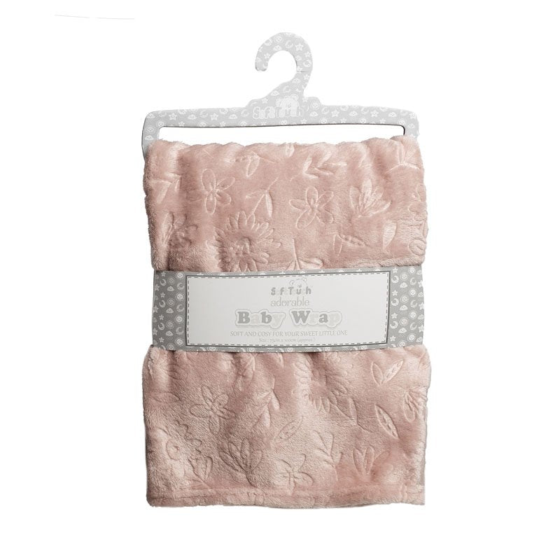 Mabel & Fox - Embossed Baby Blanket - Dusty Pink Flowers - Mabel & Fox