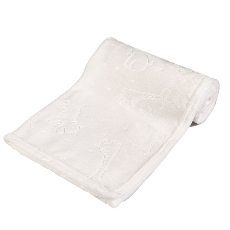 Mabel & Fox - Embossed Baby Blanket - White Animals