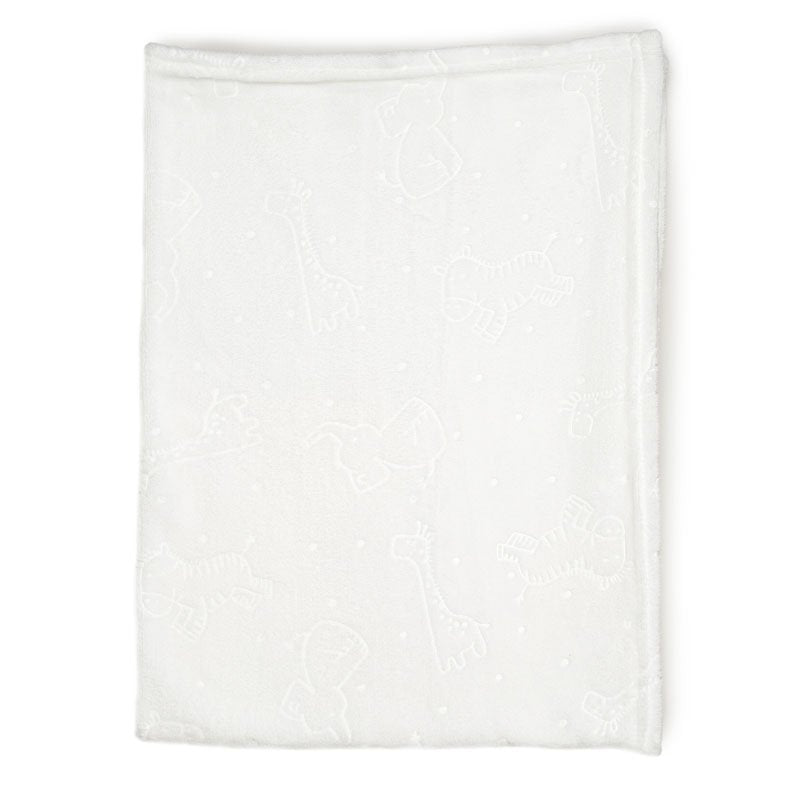 Mabel & Fox - Embossed Baby Blanket - White Animals