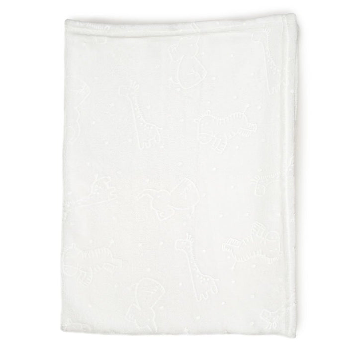 Mabel & Fox - Embossed Baby Blanket - White Animals