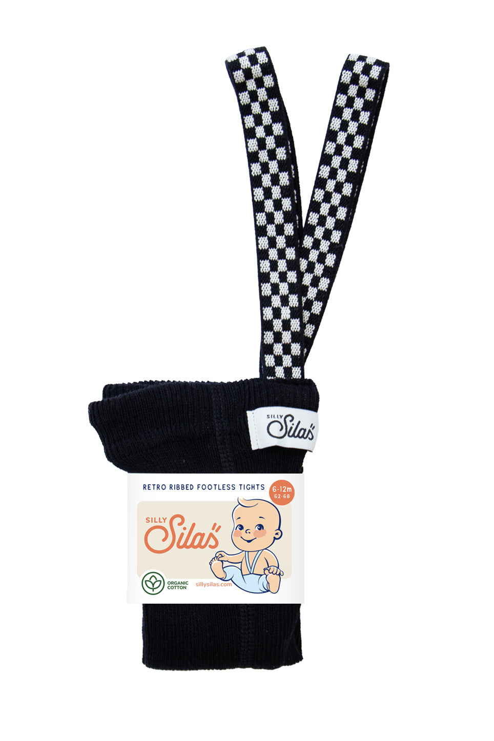 Silly Silas - Footless Cotton Tights -Classic Black Checked - Mabel & Fox