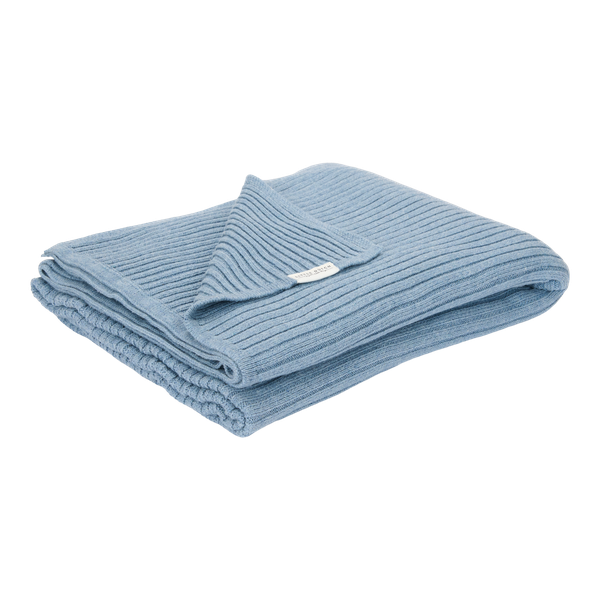 Little Dutch - Knitted Bassinet Blanket - Pure Denim Blue