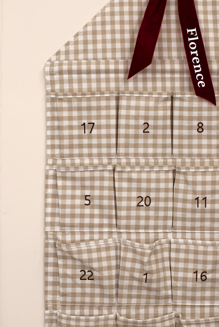 PRE-ORDER - Mabel & Fox - Personalised Advent Calendar - Gingham Bow