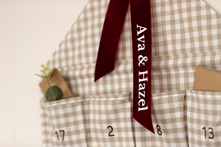 PRE-ORDER - Mabel & Fox - Personalised Advent Calendar - Gingham Bow