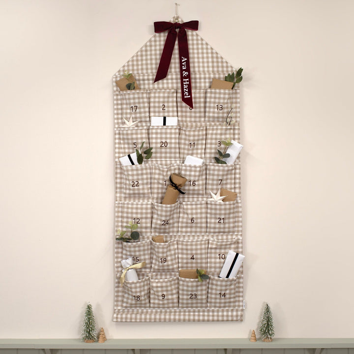 PRE-ORDER - Mabel & Fox - Personalised Advent Calendar - Gingham Bow