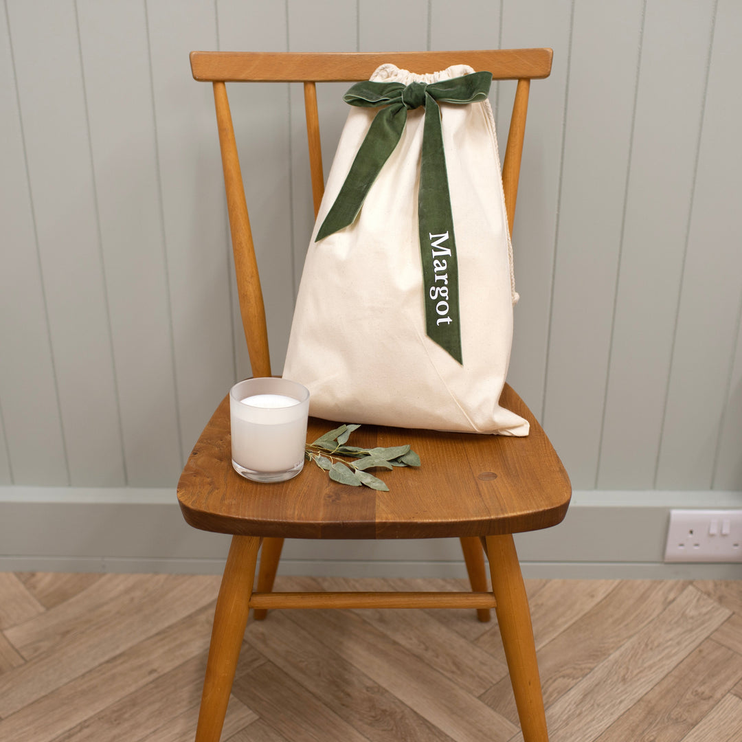 Mabel & Fox - Personalised Velvet Bow Gift Sack