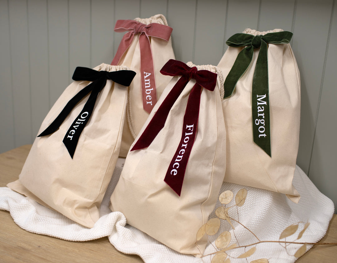 Mabel & Fox - Personalised Velvet Bow Gift Sack