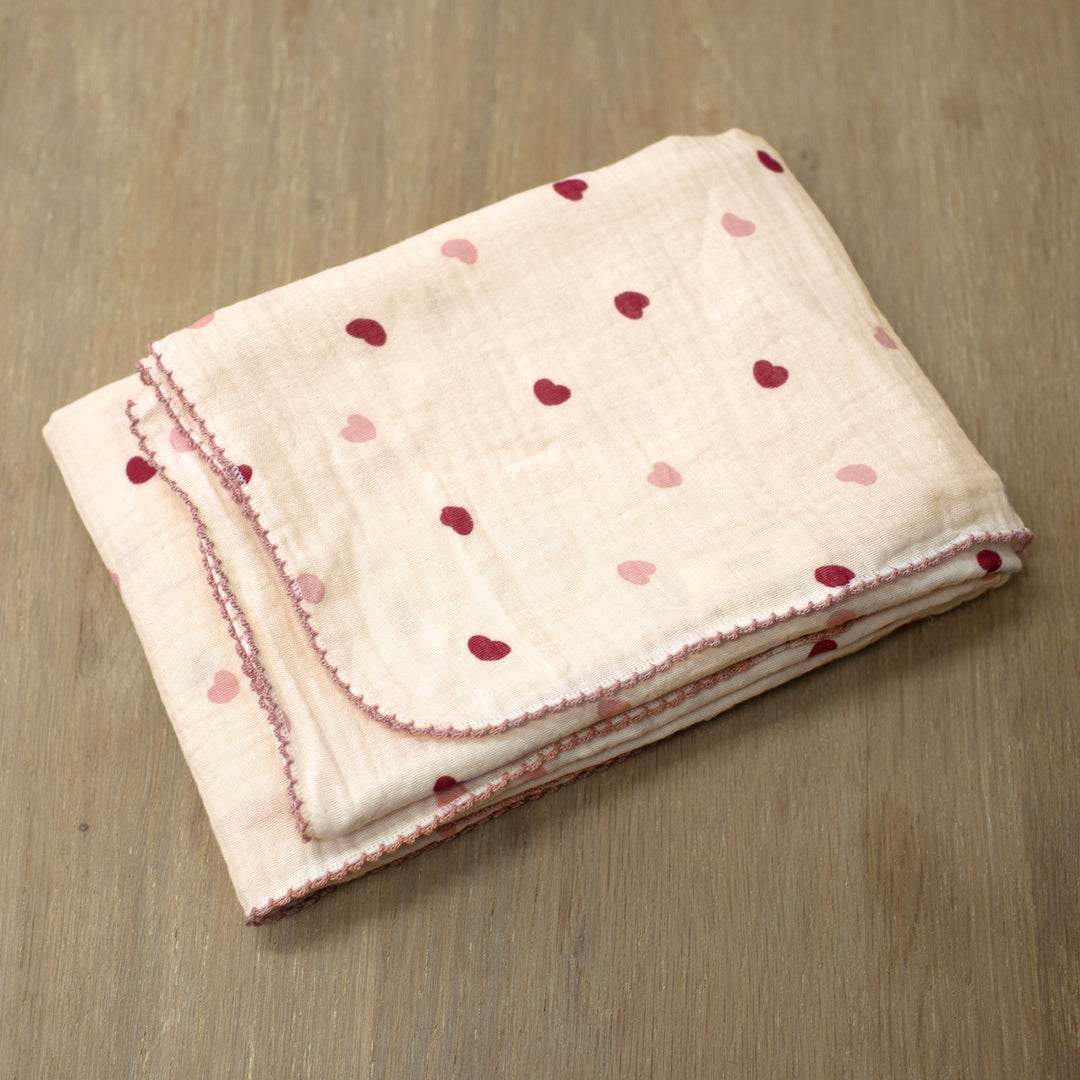 Mabel & Fox - Cotton Muslin Swaddle - Hearts