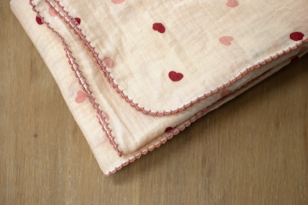 Mabel & Fox - Cotton Muslin Swaddle - Hearts