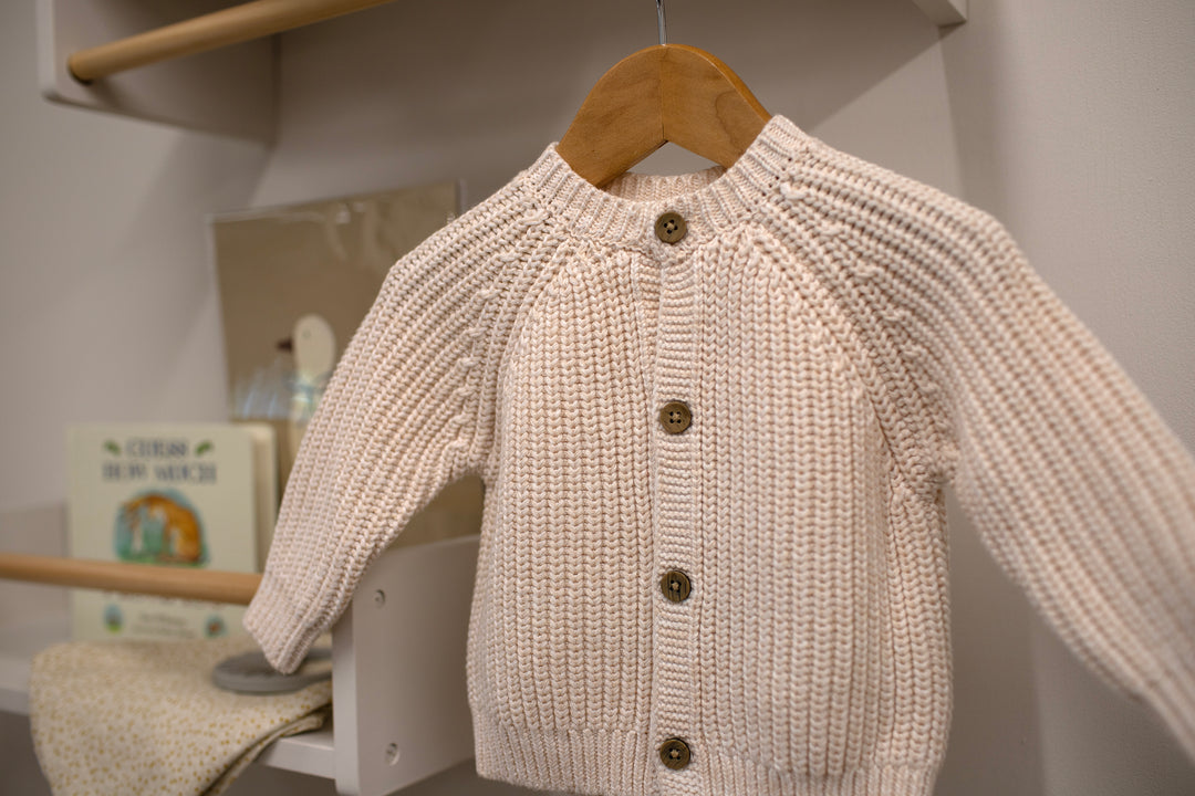 Mabel & Fox - Knitted Cardigan with Embroidery - Cream