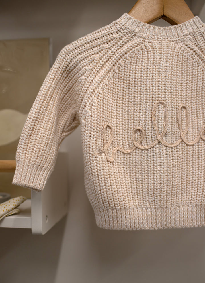 Mabel & Fox - Knitted Cardigan with Embroidery - Cream