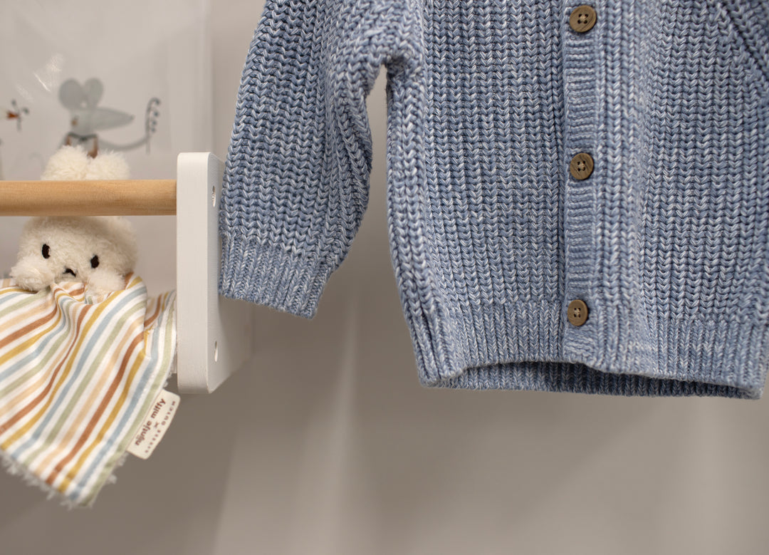 Mabel & Fox - Knitted Cardigan with Embroidery - Blue - Mabel & Fox