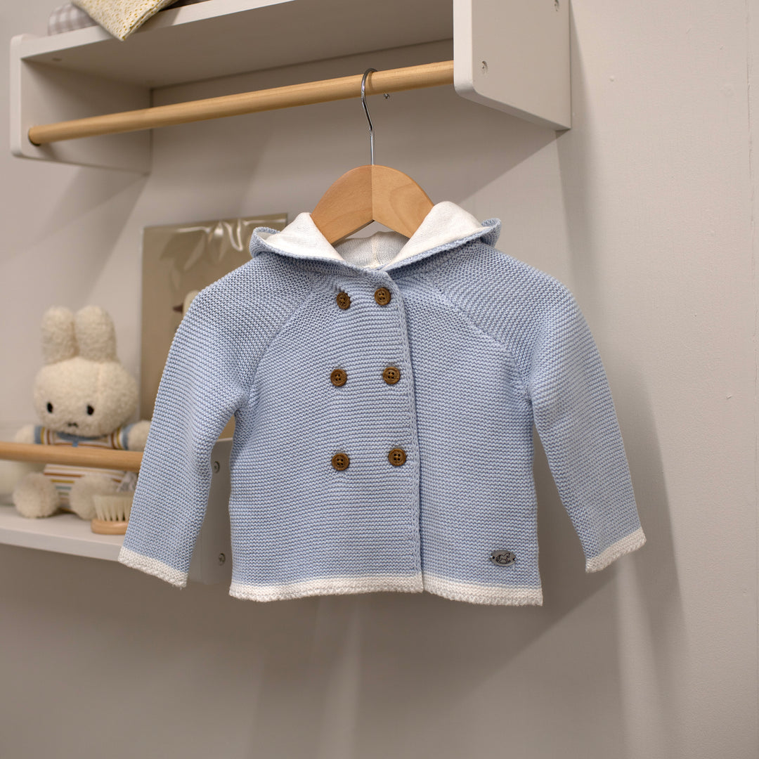 Mabel & Fox - Knitted Cardigan with Hood - Blue