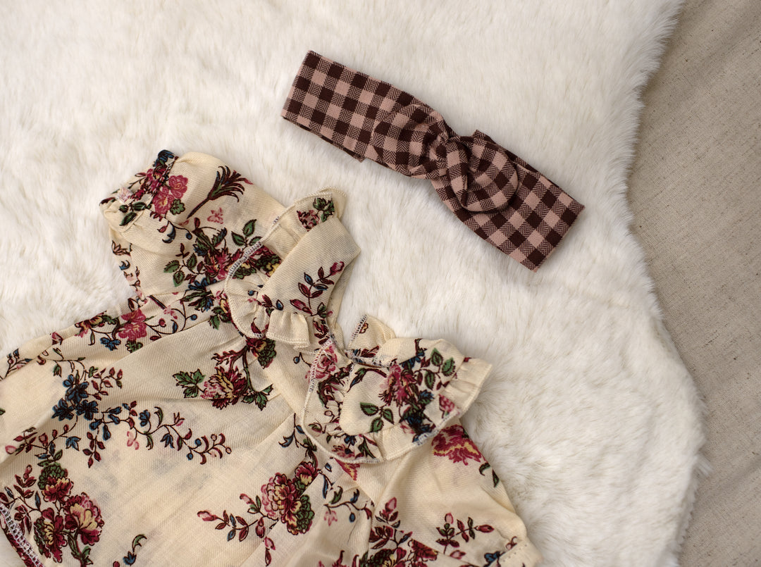 MiniKane- Karina Dress and Flannel Headband Set - Emile & Ida - Orchid Twill