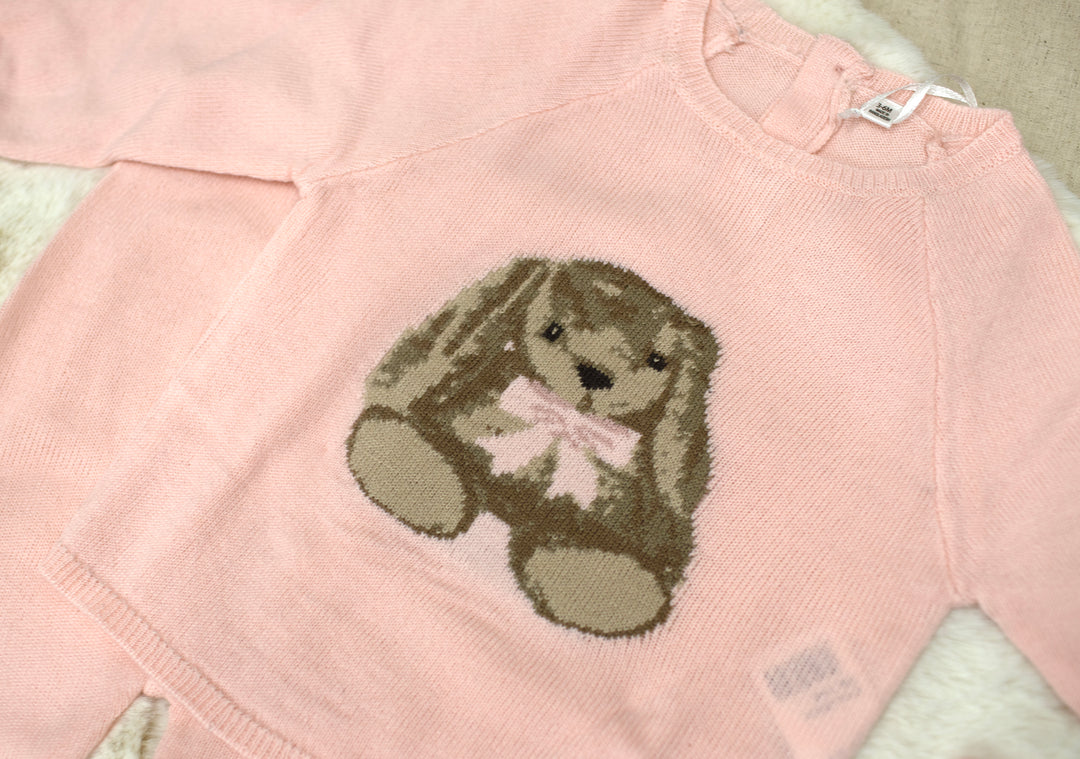 Mabel & Fox - Knitted 4 Piece Outfit - Pink Bunny