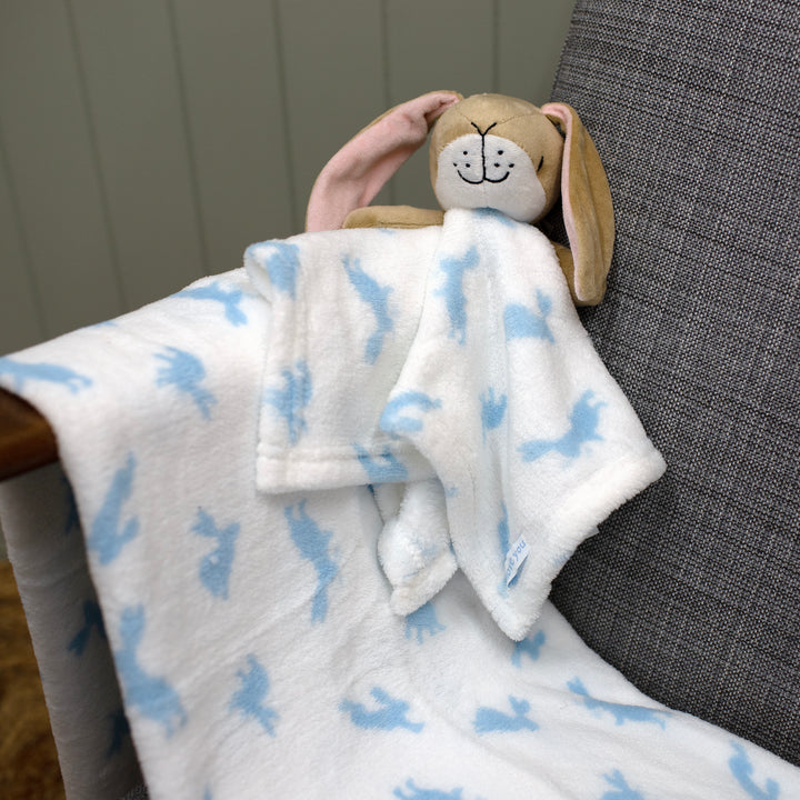 Mabel & Fox - Comforter & Blanket Set - Guess How Much I Love You - Baby Blue