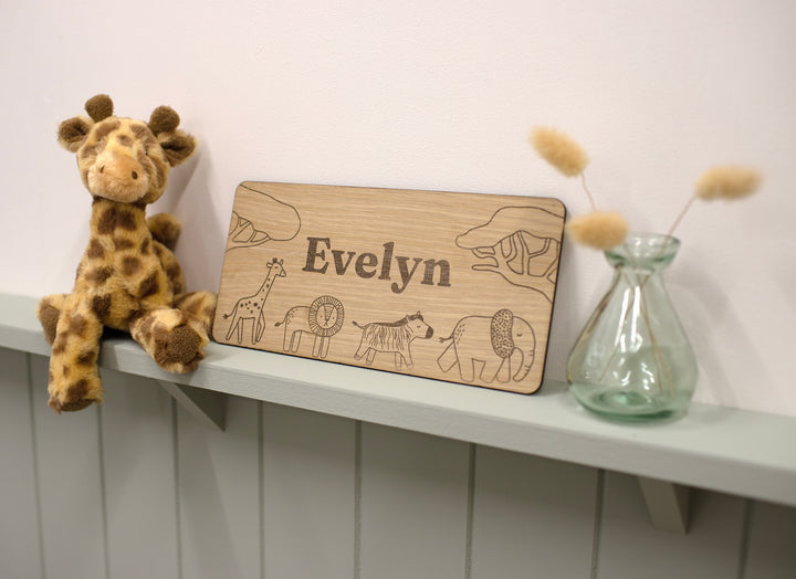 Mabel & Fox - Personalised Wooden Name Sign - Safari