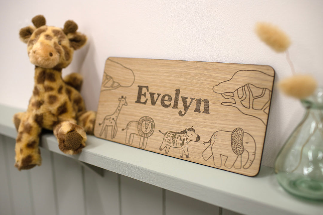 Mabel & Fox - Personalised Wooden Name Sign - Safari