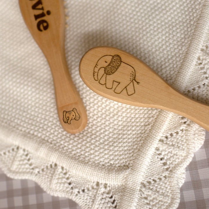 Mabel & Fox - Personalised Wooden Brush Set - Safari - Elephant - Mabel & Fox