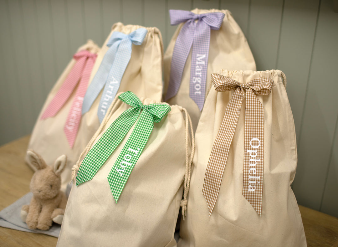 Mabel & Fox - Personalised Gingham Bow Gift Sack