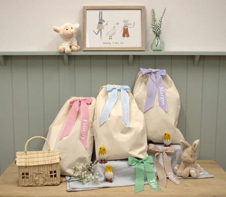 Mabel & Fox - Personalised Gingham Bow Gift Sack