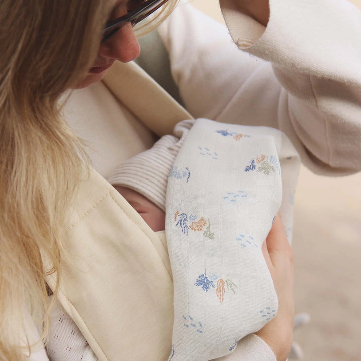 Avery Row - Organic Baby Large Muslin Swaddle - Coastline