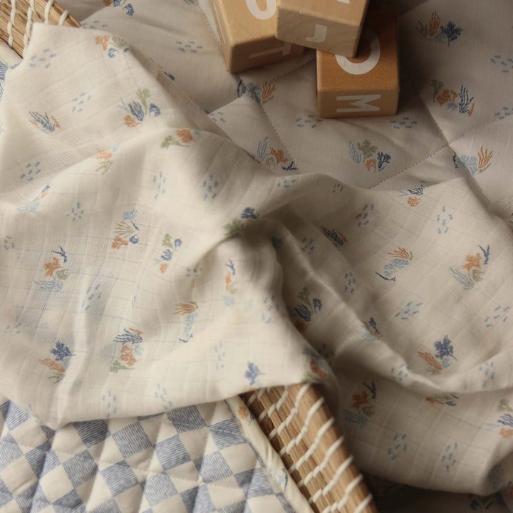 Avery Row - Organic Baby Large Muslin Swaddle - Coastline