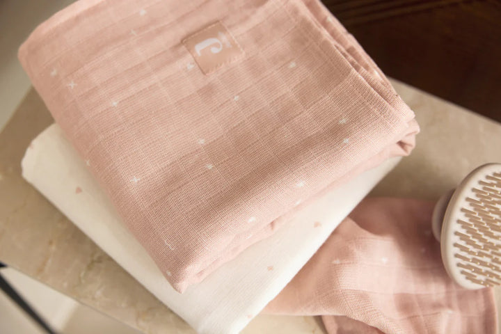 Jollein - Swaddle Muslin 115 x 115cm - Twinkling Wild Rose (2 Pack)