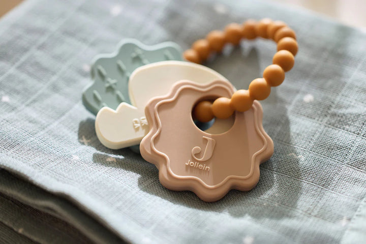 Jollein - Silicone Teething Ring Keychain - Lovely Birds