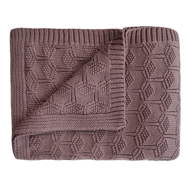 Mushie - Knitted Baby Blanket - Honeycomb Desert Rose