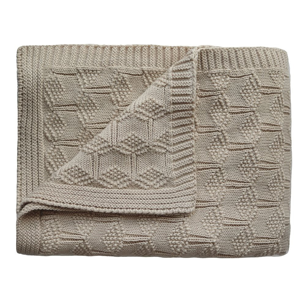 Mushie - Knitted Baby Blanket - Honeycomb Beige