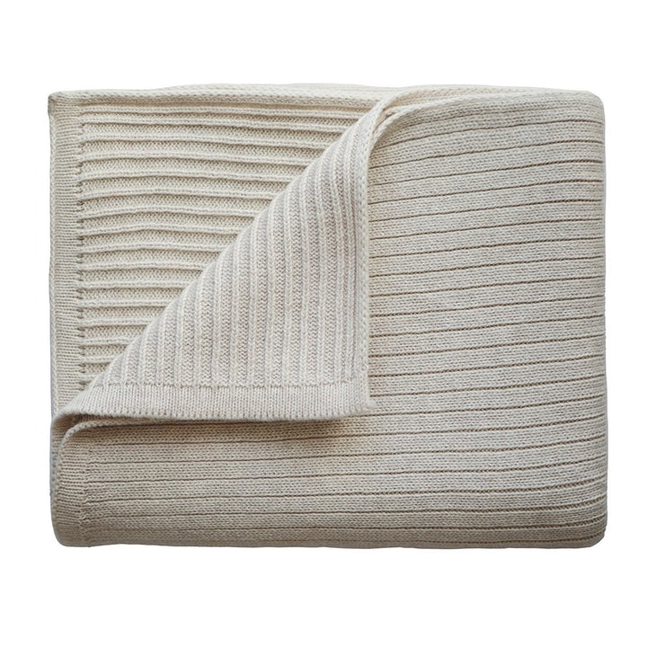 Mushie - Knitted Baby Blanket - Ribbed Beige Melange