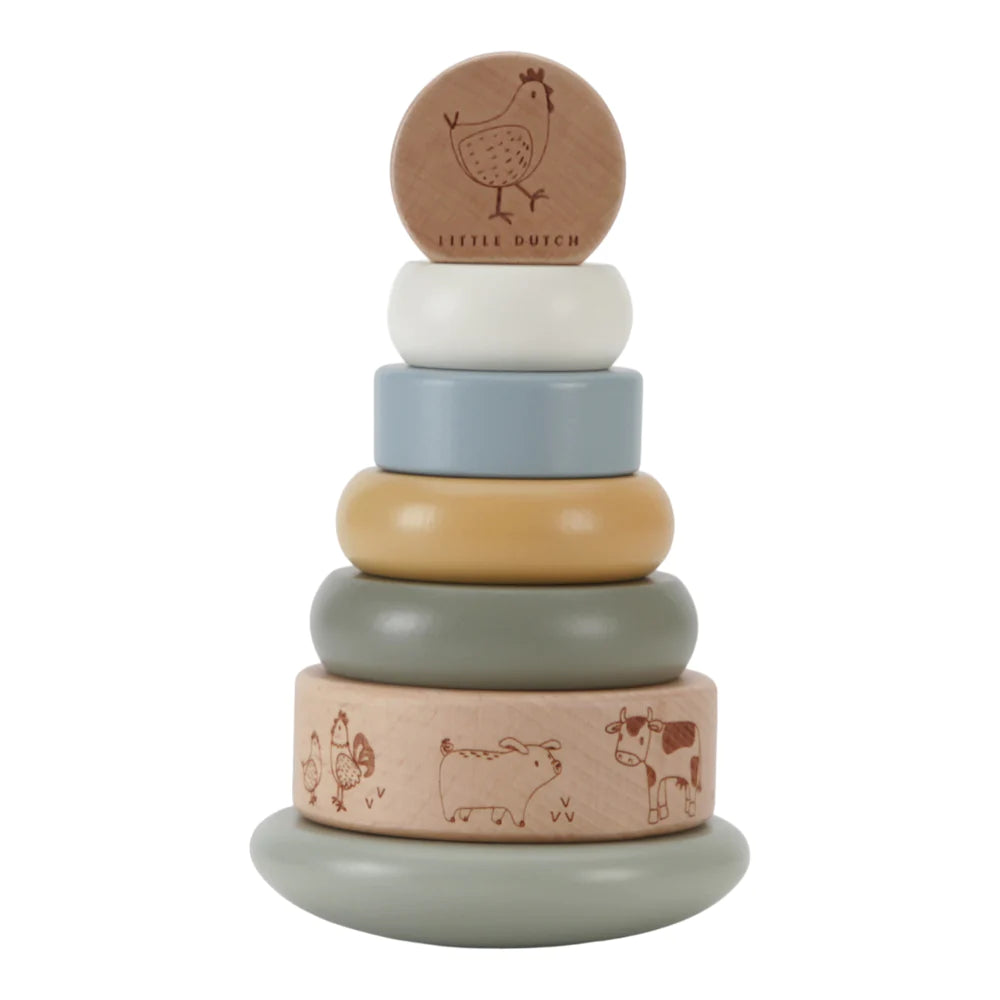 Little Dutch - Wooden Rocking Ring Stacker - Little Farm - Mabel & Fox