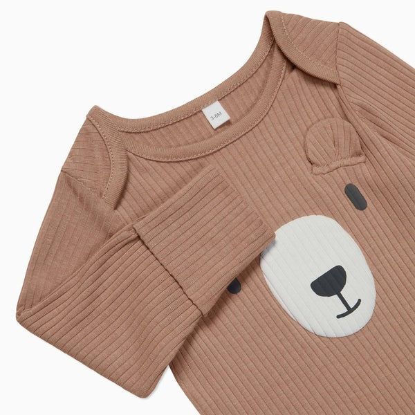 Baby Mori - Long Sleeve Bodysuit - Brown Bear