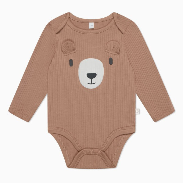 Baby Mori - Long Sleeve Bodysuit - Brown Bear